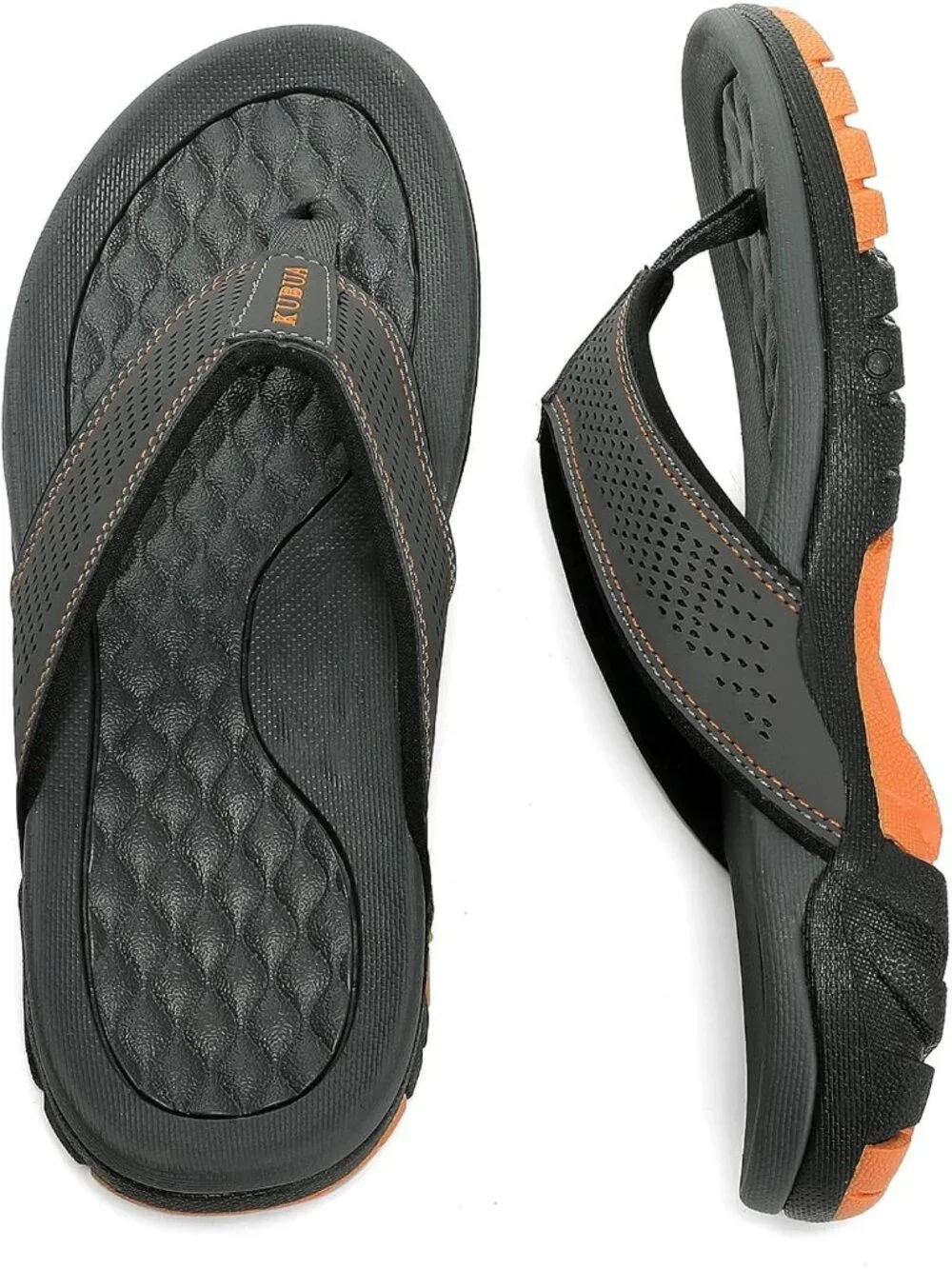 Men's Grey Beach Flip-Flops Water Casual Outdoor Athletic Thong Sandal Slipper